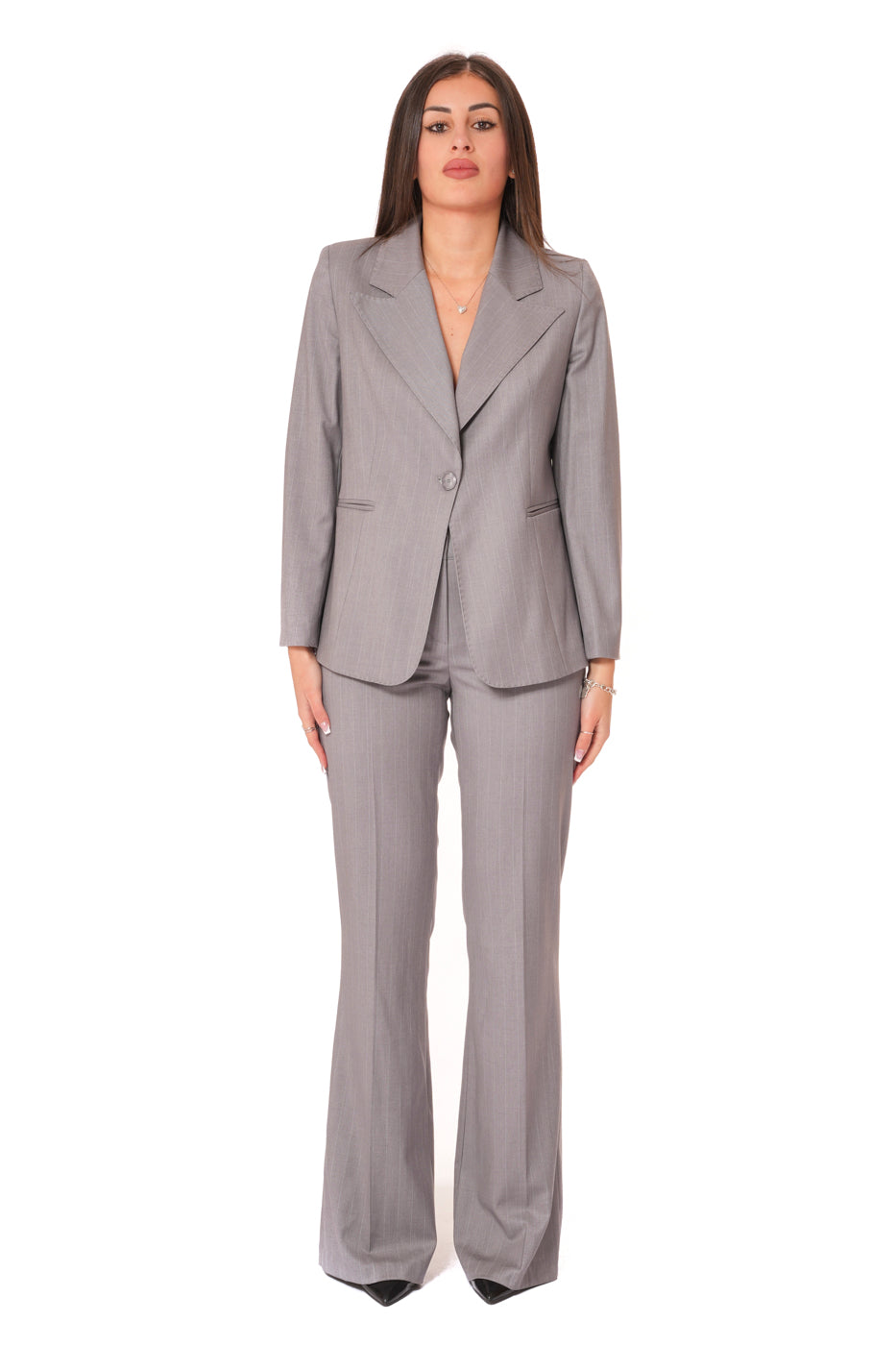 Tailleur Tessuto Vanz - Giacca Monopetto, pantalone a zampa