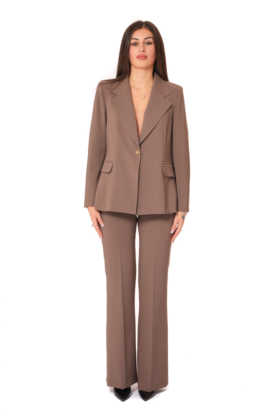 Tailleur tessuto Tecnico - Giacca monopetto, pantalone a zampa