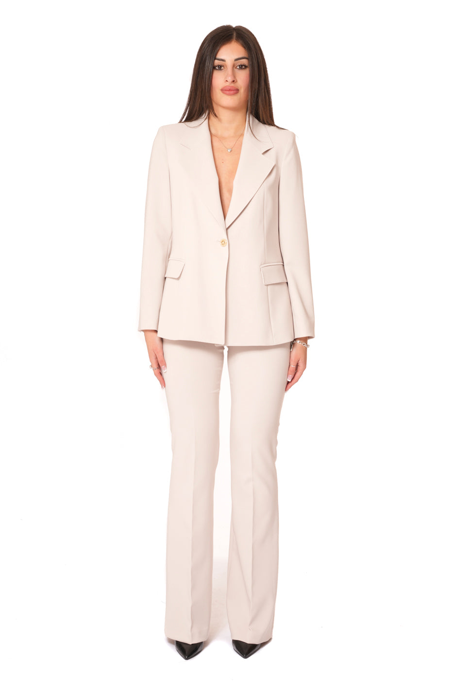 Tailleur tessuto Tecnico - Giacca monopetto, pantalone a zampa