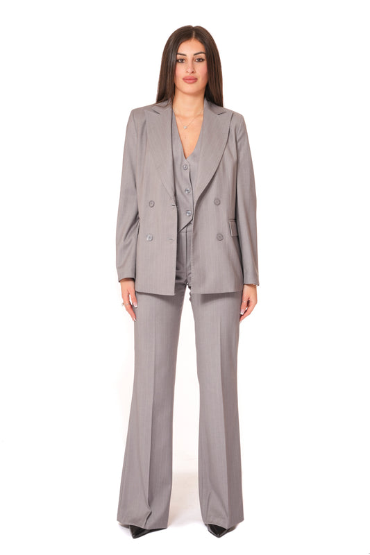 Tailleur Tessuto Vanz- Giacca doppiopetto stile oversize, Pantalone a zampa