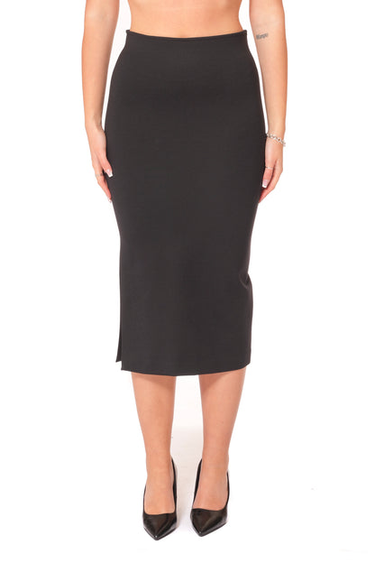 Gonna Modellante midi con spacco laterale , Tessuto Punto Milano