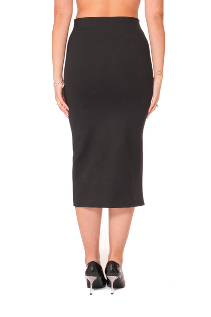 Gonna Modellante midi con spacco laterale , Tessuto Punto Milano