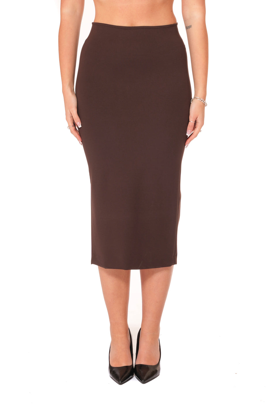 Gonna Modellante midi con spacco laterale , Tessuto Punto Milano