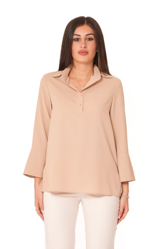 Camicia a polo con bottoni Tinta Unita