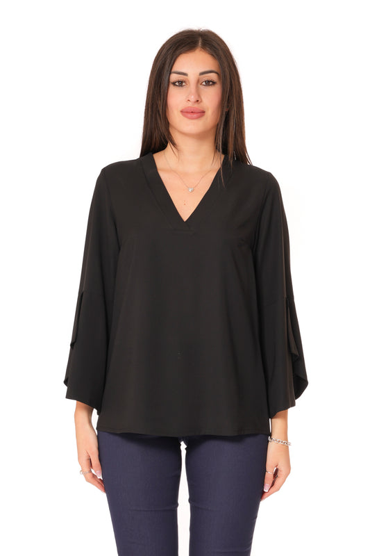 Blusa con maniche con Voilant Tinta Unita