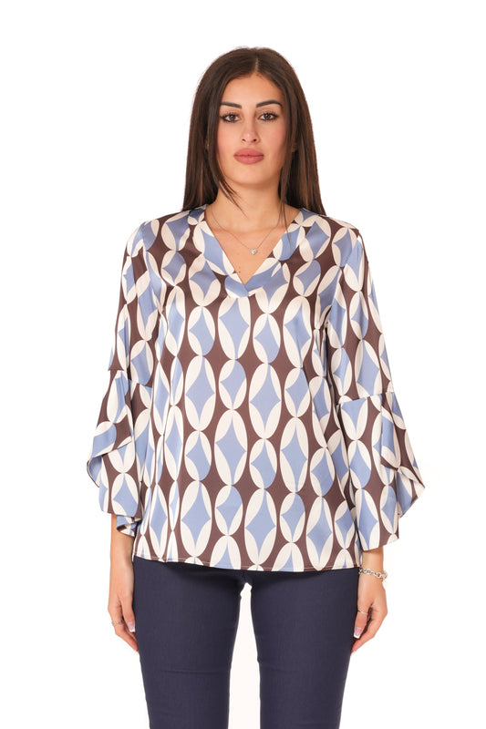 Blusa con maniche con Voilant fantasia