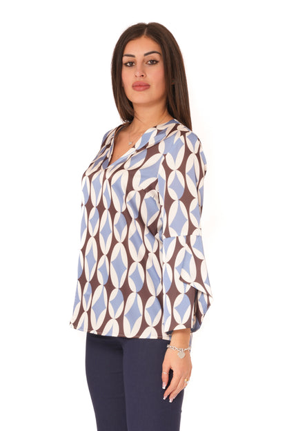 Blusa con maniche con Voilant fantasia