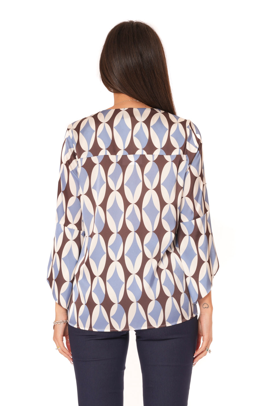 Blusa con maniche con Voilant fantasia