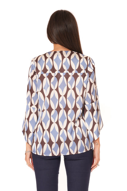 Blusa con maniche con Voilant fantasia