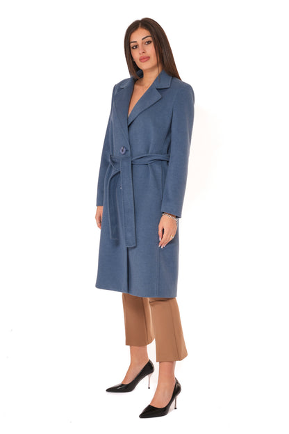 Cappotto a Vestaglia con cintura e bottoni e tasche a filo