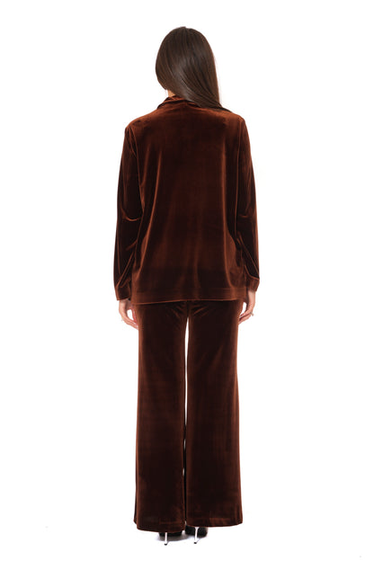 Tailleur Tessuto Ciniglia - Giacca Monopetto morbida, Pantalone gamba larga