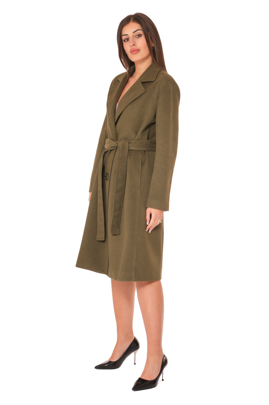 Cappotto a Vestaglia con cintura e bottoni e tasche a filo