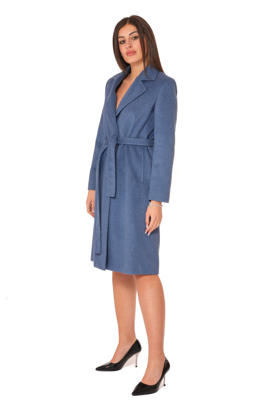 Cappotto a Vestaglia con cintura e bottoni e tasche a filo