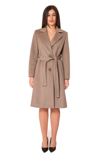 Cappotto a Vestaglia con cintura e bottoni e tasche a filo