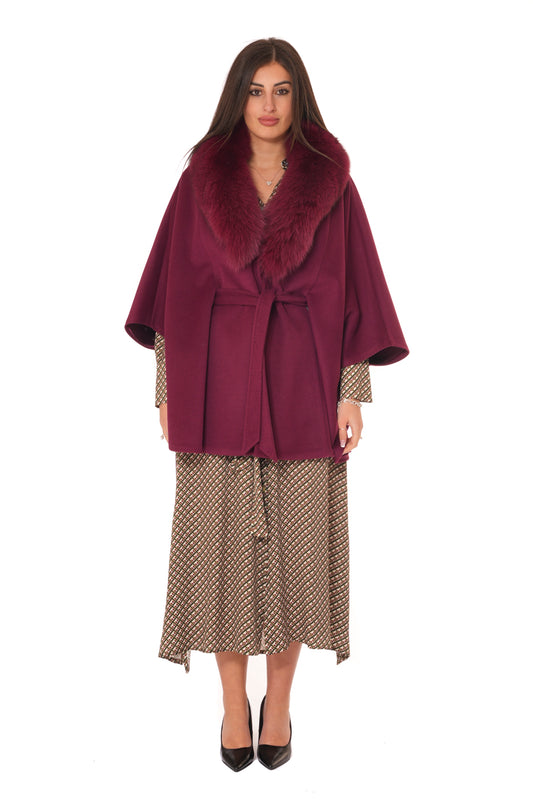 Mantella con collo sciallato in volpe